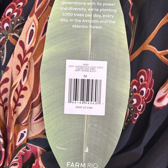 FARM RIO Black Berry Garden Long Sleeve Pleated Maxi Dress - Picture 12 of 16